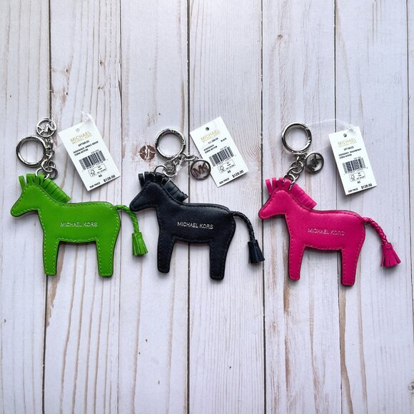 MICHAEL KORS Zebra Keychain Key Fob Bag Charm - Black - Picture 9 of 9